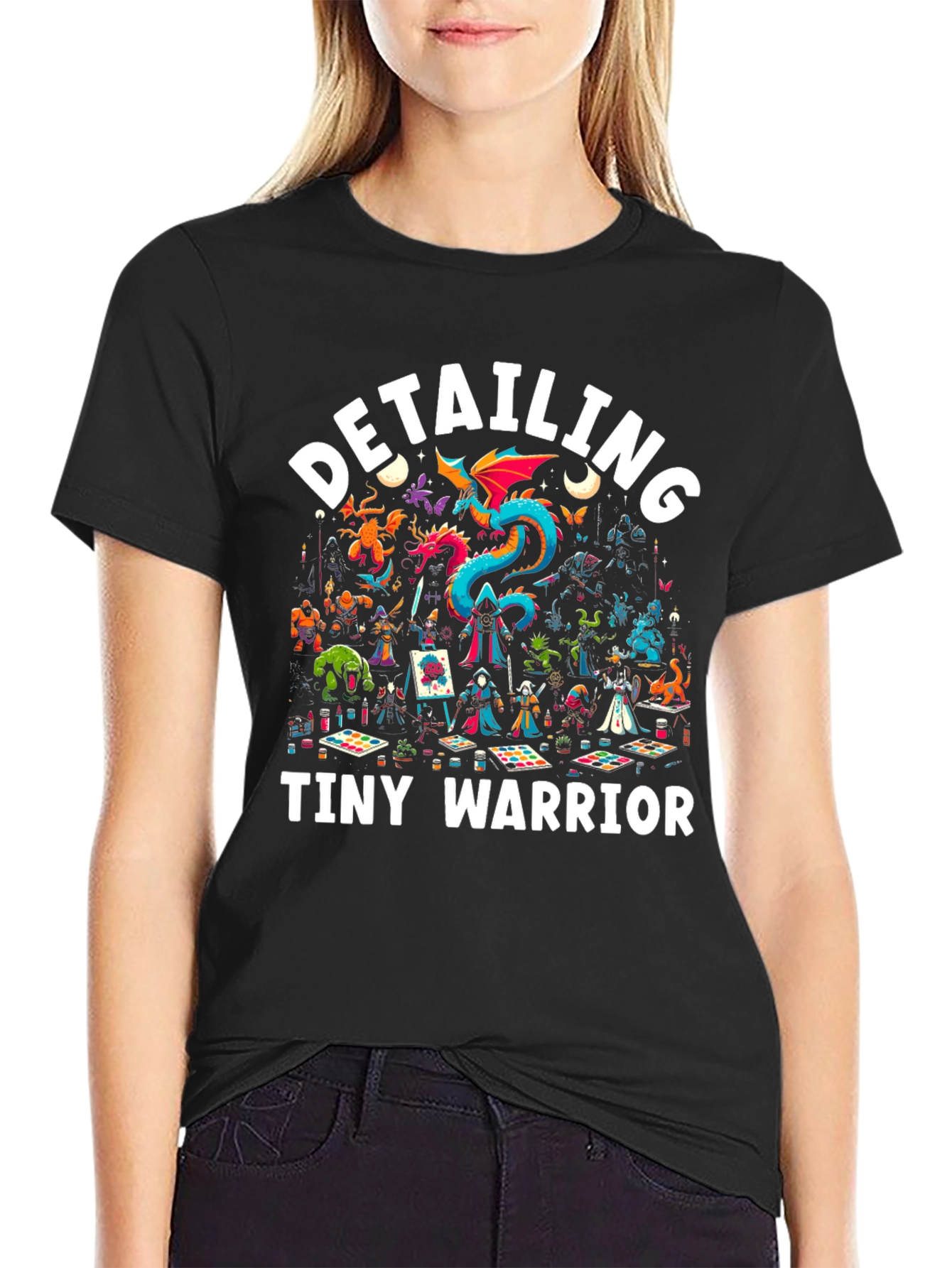 Detailing Tiny Warrior Graphic Black T-Shirt