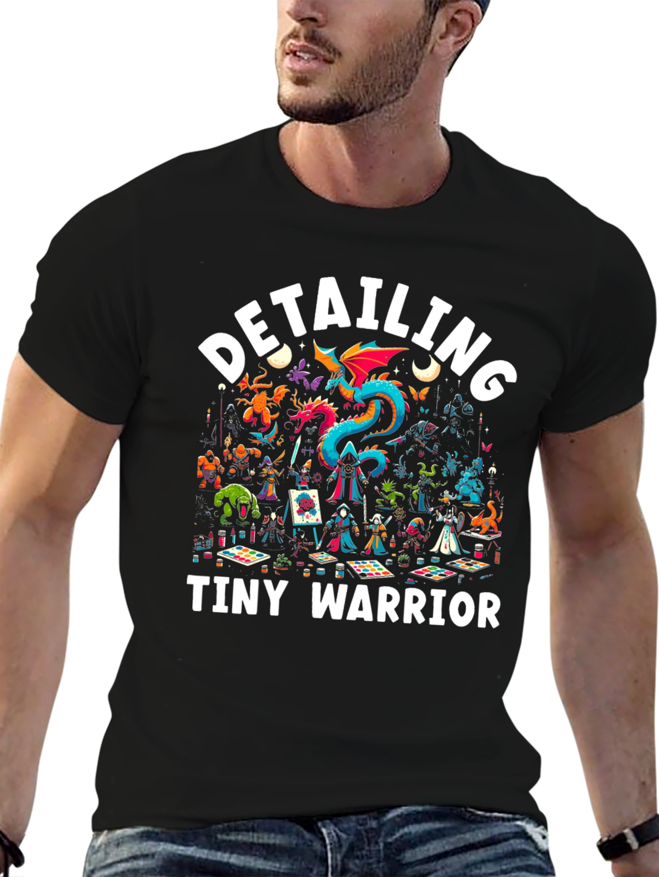 Detailing Tiny Warrior Graphic Black T-Shirt