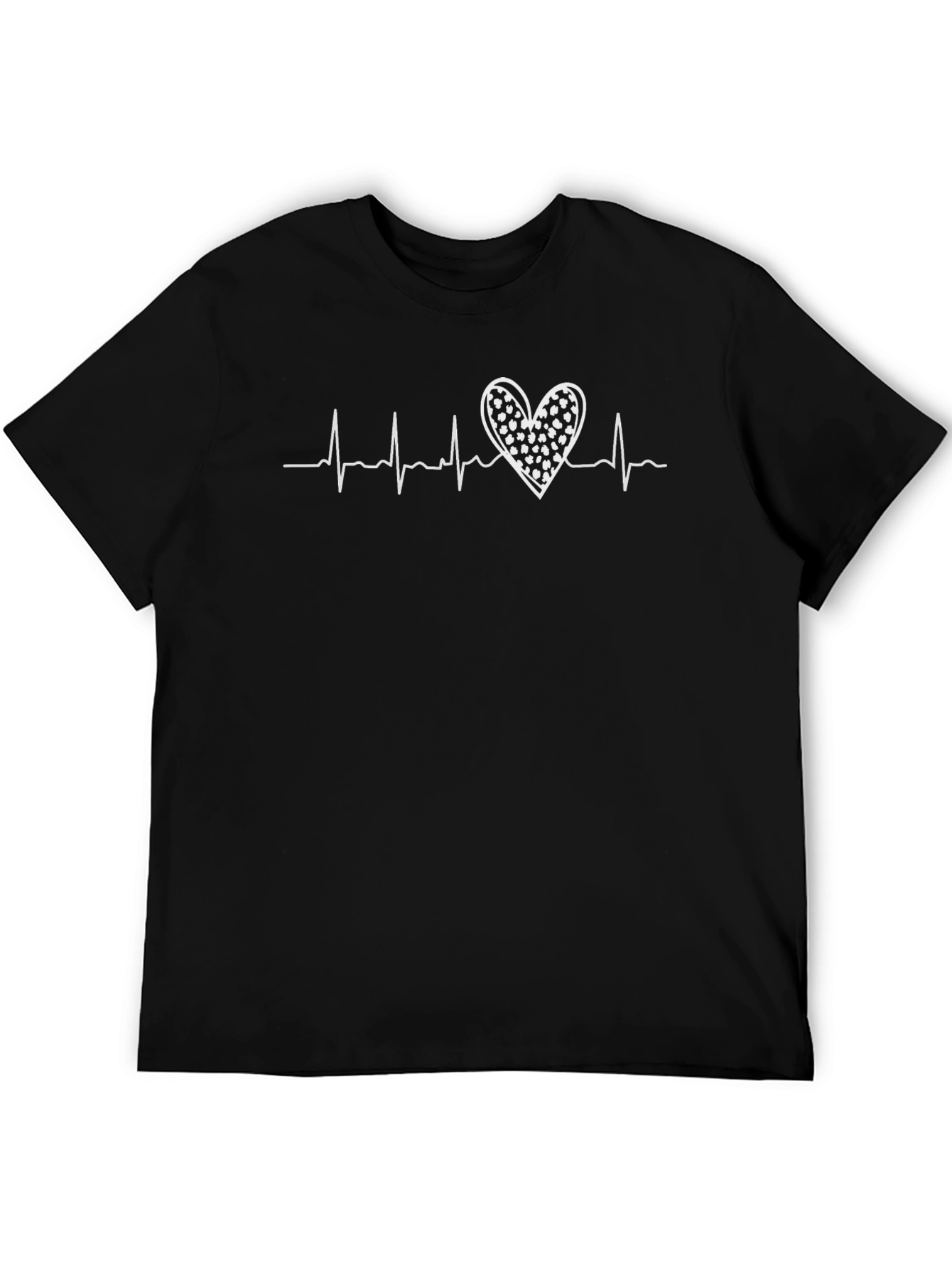 Heartbeat Heart Graphic Tee - Black Cotton T-Shirt