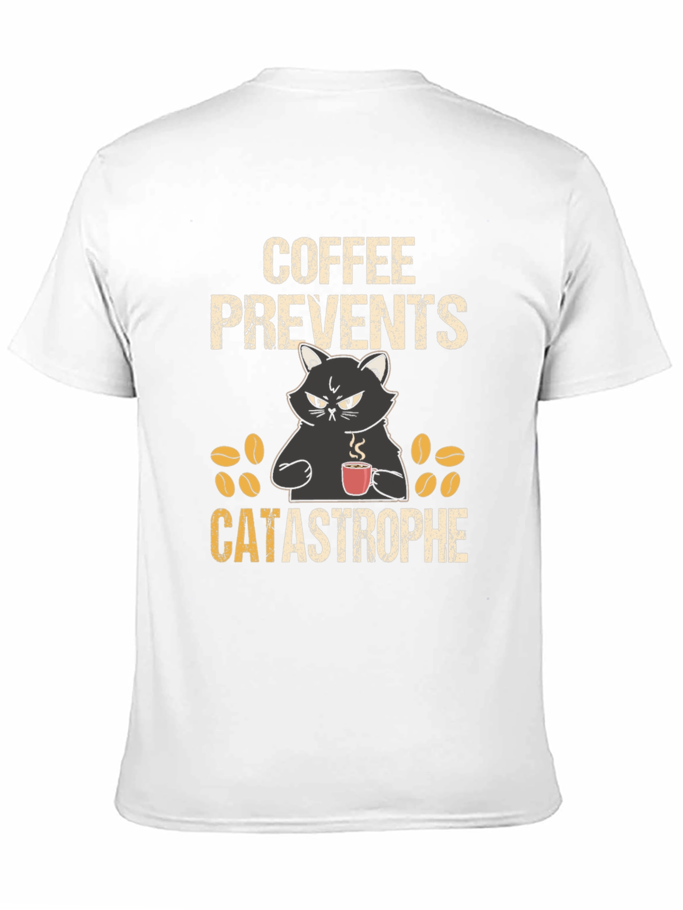 Coffee Prevents Catastrophe T-Shirt - Funny Cat Tee