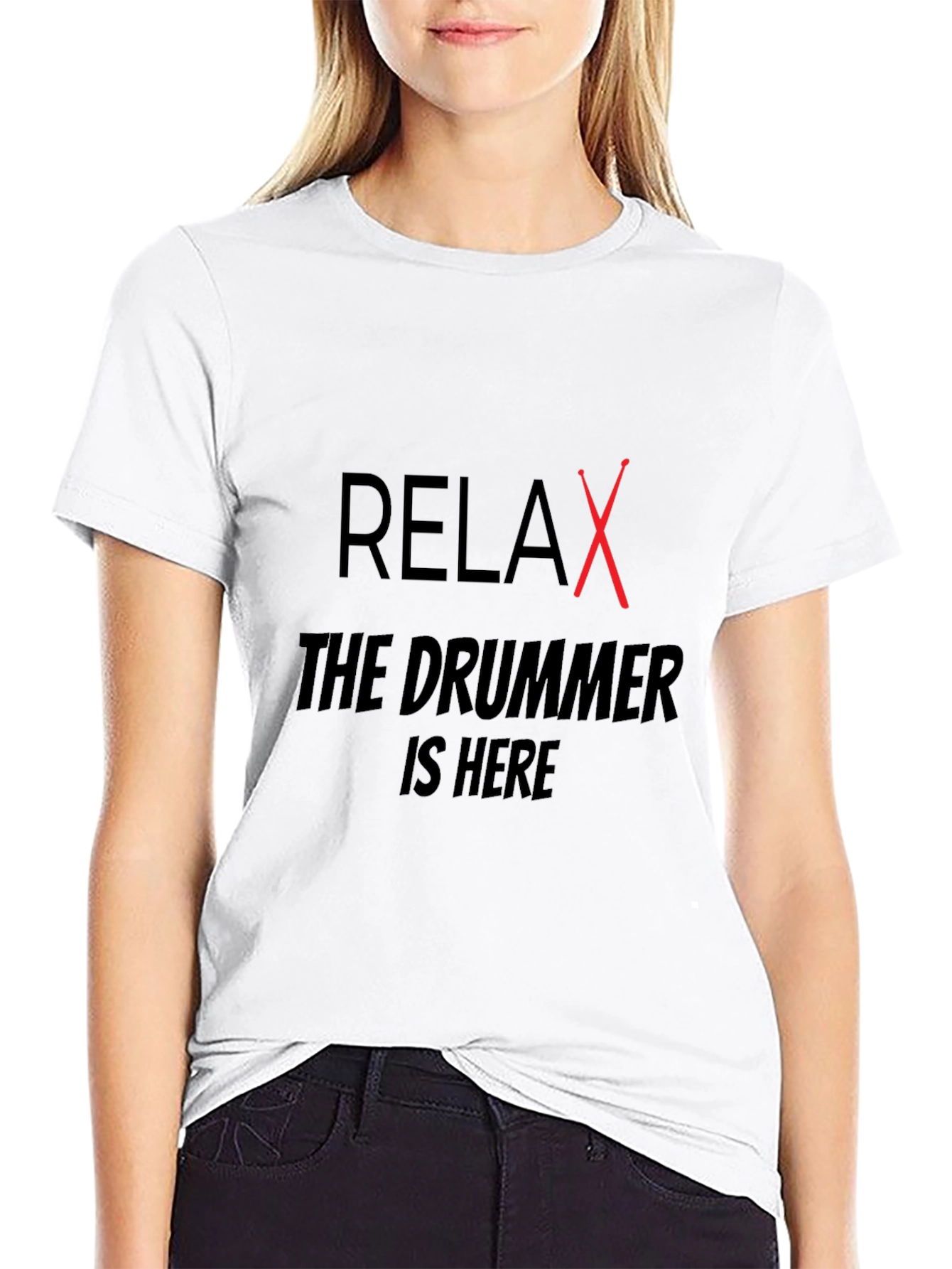 Relax The Drummer Is Here Black T-Shirt