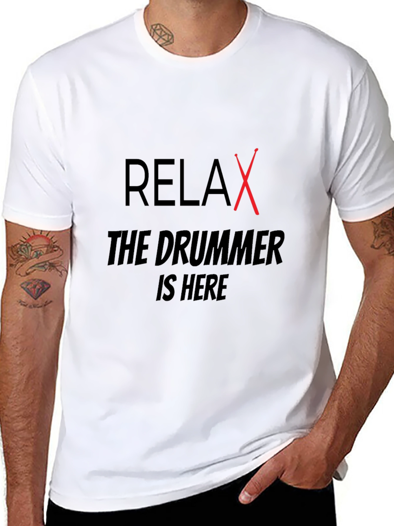 Relax The Drummer Is Here Black T-Shirt
