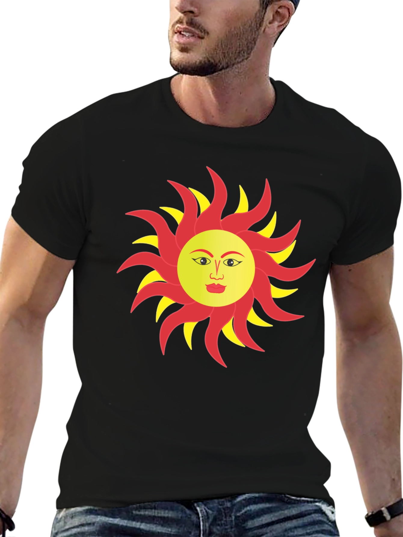 Sun Face Graphic T-Shirt - Bold & Unique Design