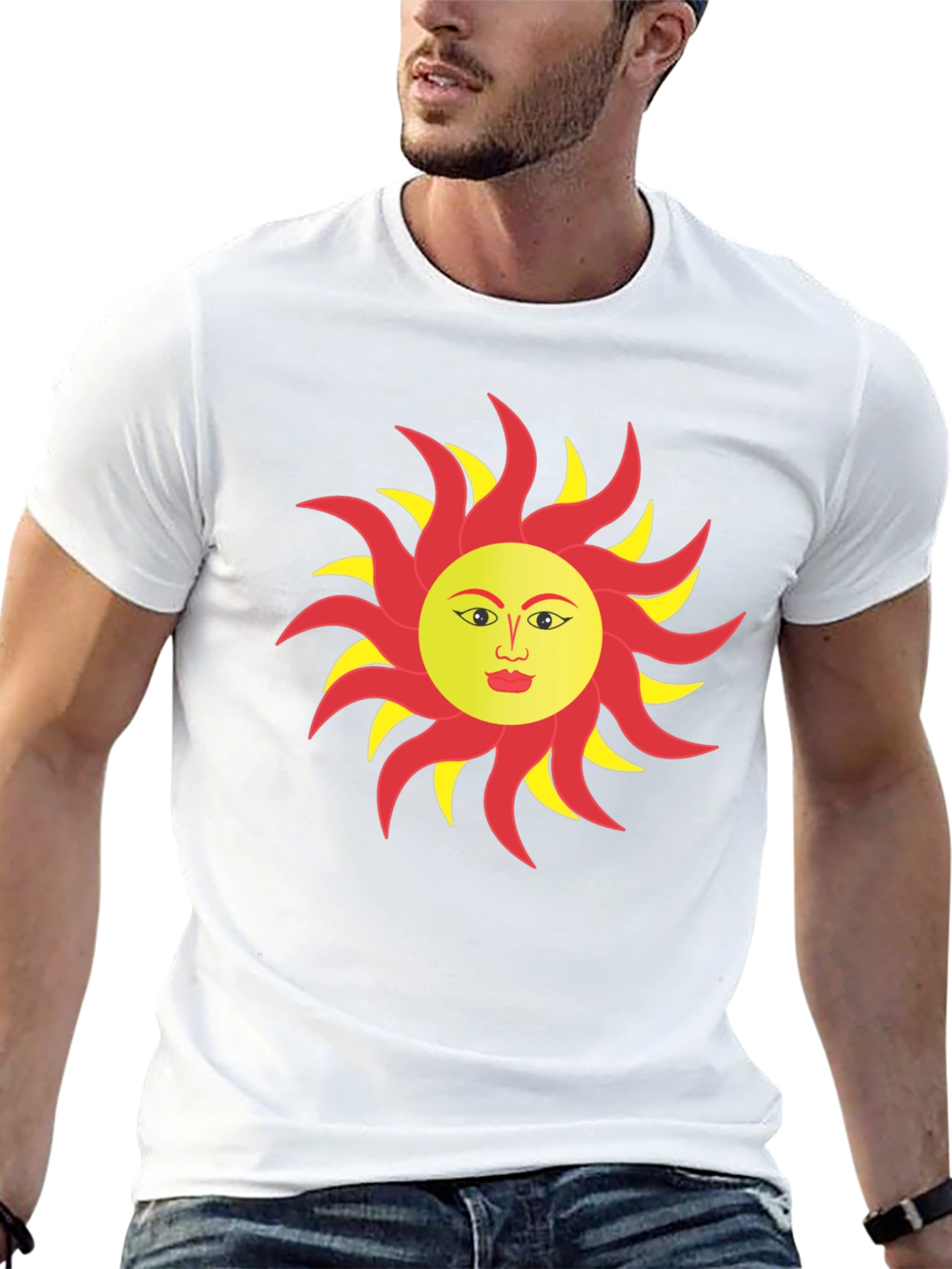 Sun Face Graphic T-Shirt - Bold & Unique Design