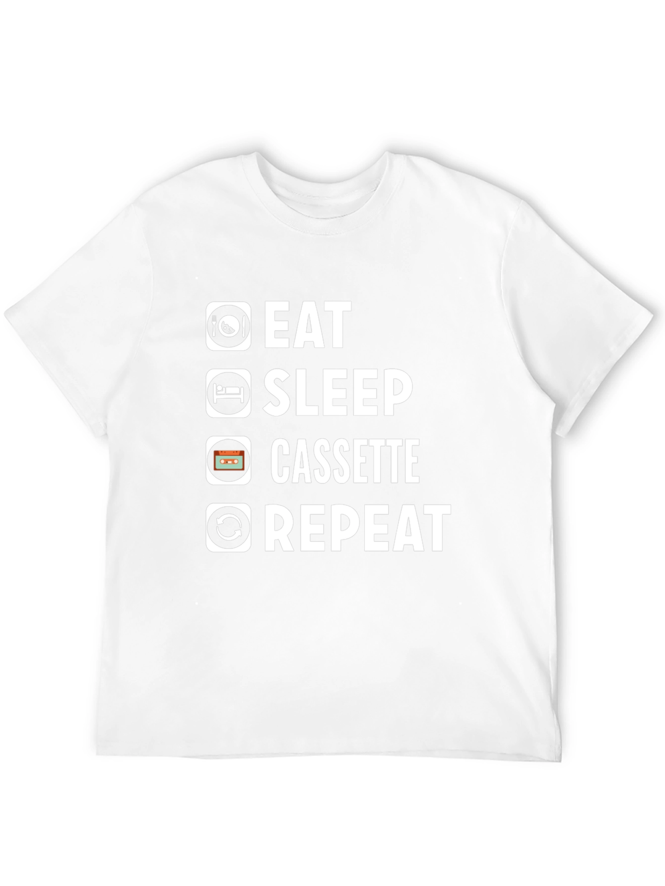 Eat Sleep Cassette Repeat Black T-Shirt