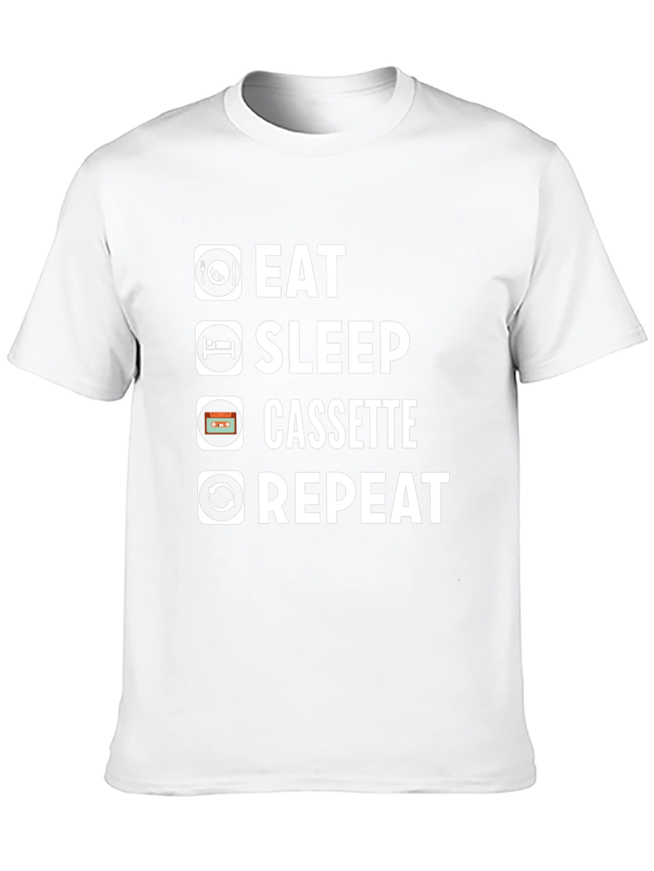 Eat Sleep Cassette Repeat Black T-Shirt