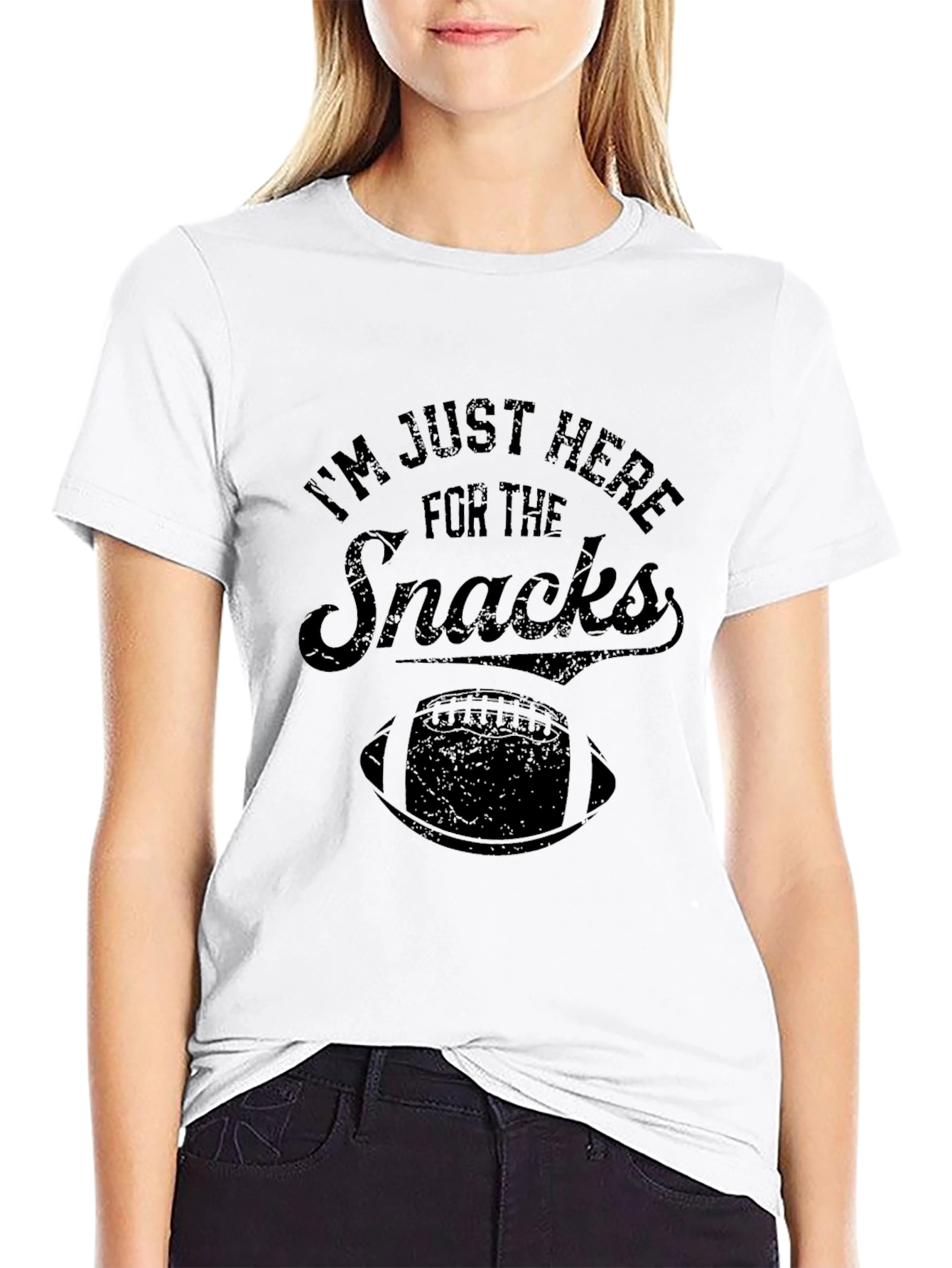 Im Just Here for the Snacks Football T-Shirt