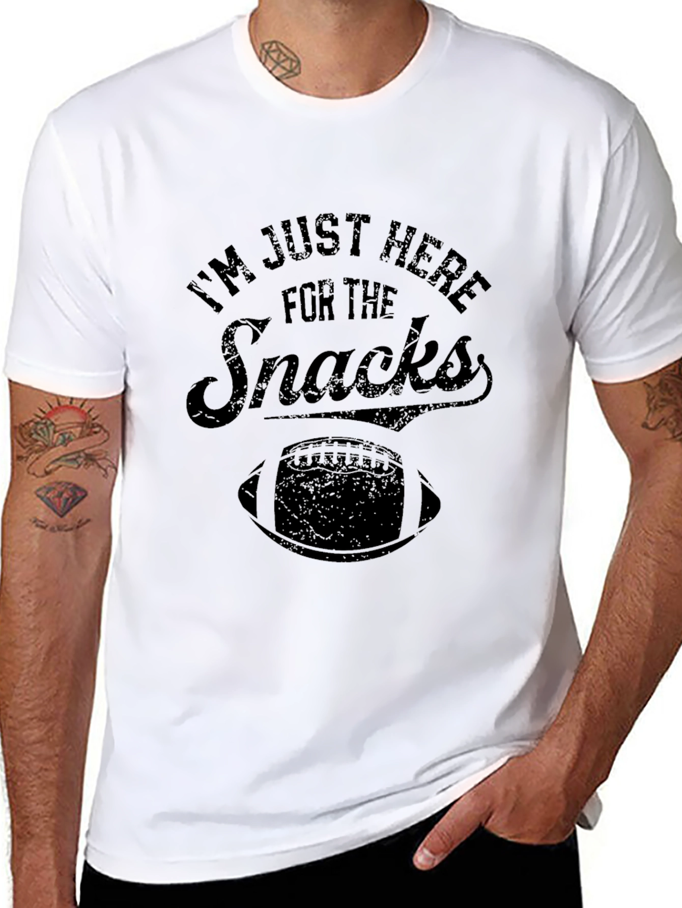 Im Just Here for the Snacks Football T-Shirt