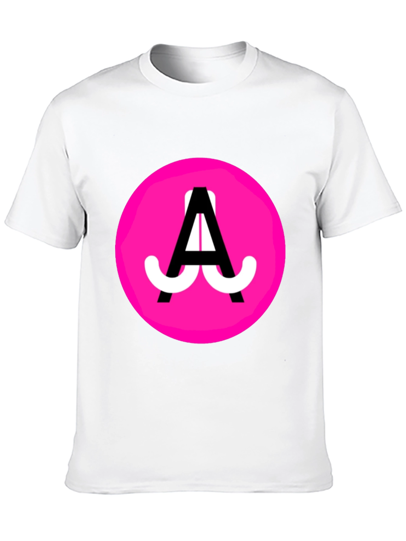 Funky Pink Circle Graphic Tee - Black Cotton Blend