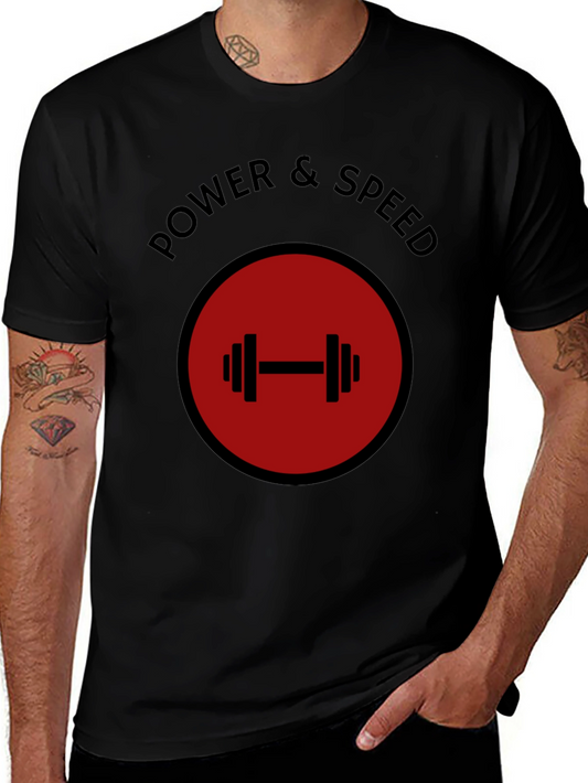 Power & Speed Gym T-Shirt - Weightlifting Design