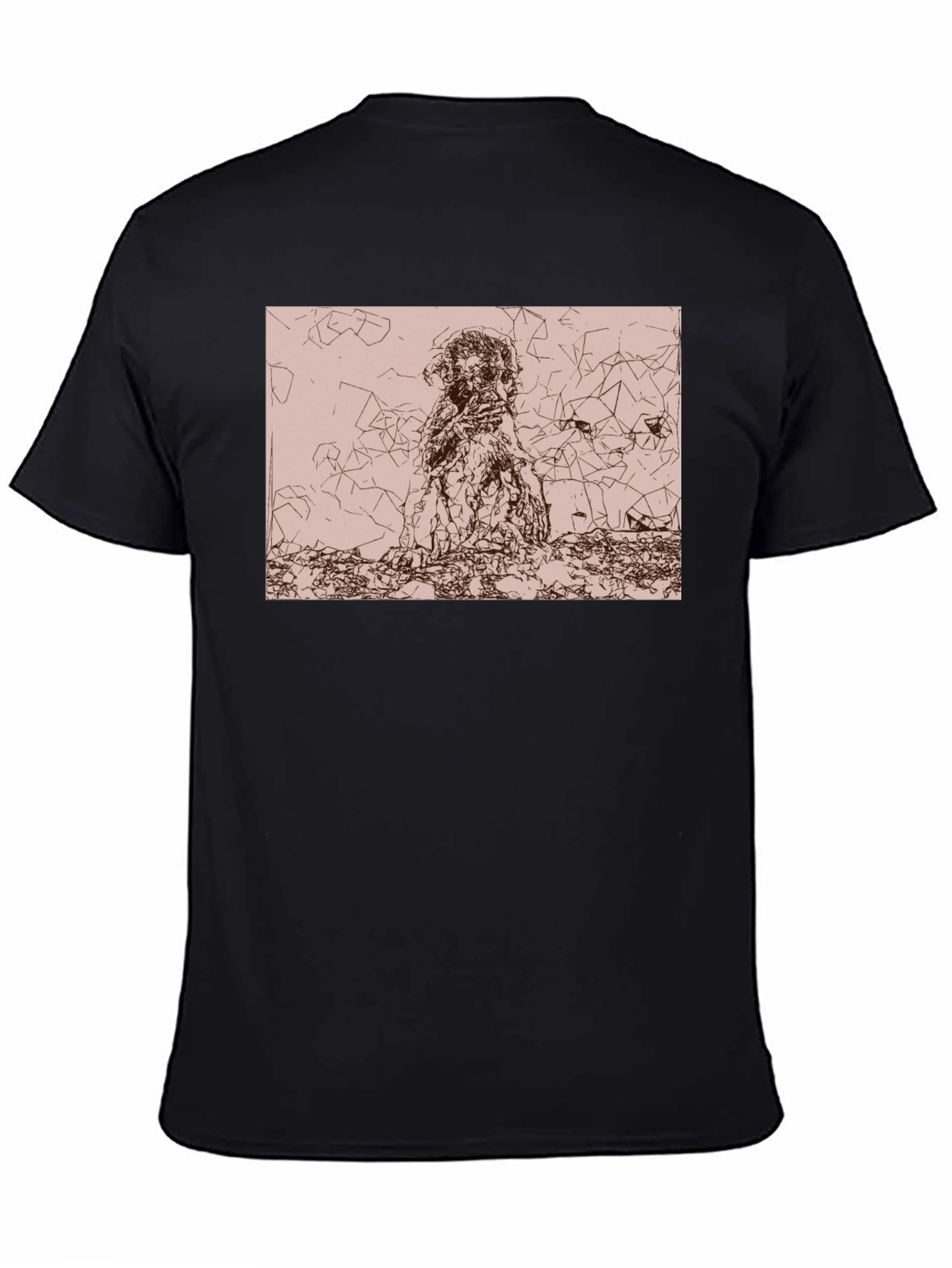 Abstract Graphic Print Black Crew Neck Tee