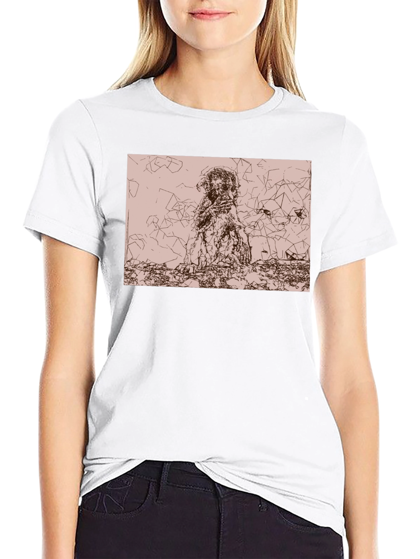 Abstract Graphic Print Black Crew Neck Tee