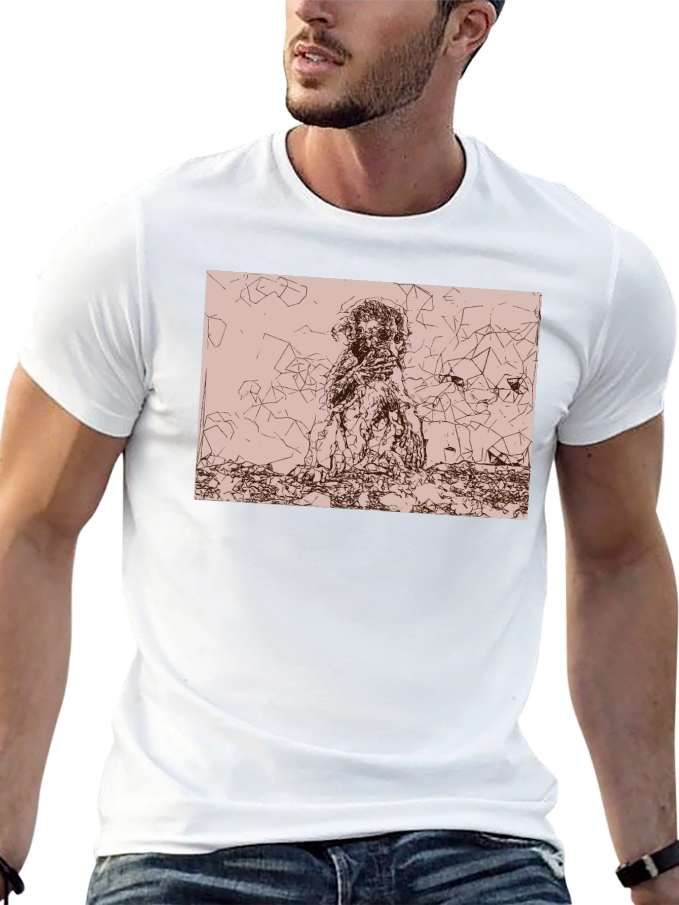 Abstract Graphic Print Black Crew Neck Tee