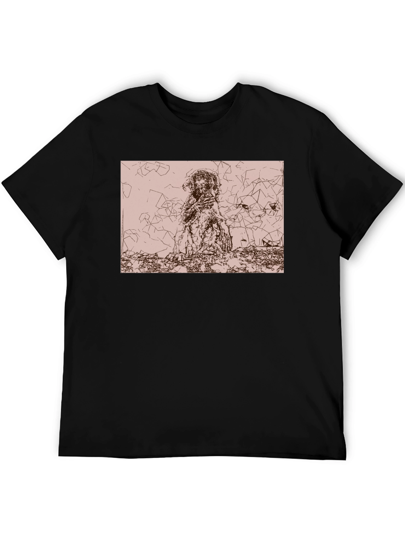 Abstract Graphic Print Black Crew Neck Tee