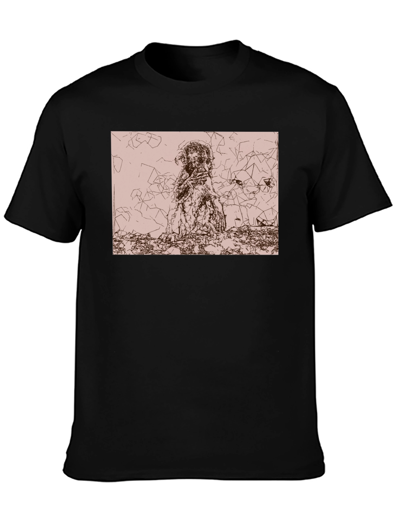 Abstract Graphic Print Black Crew Neck Tee