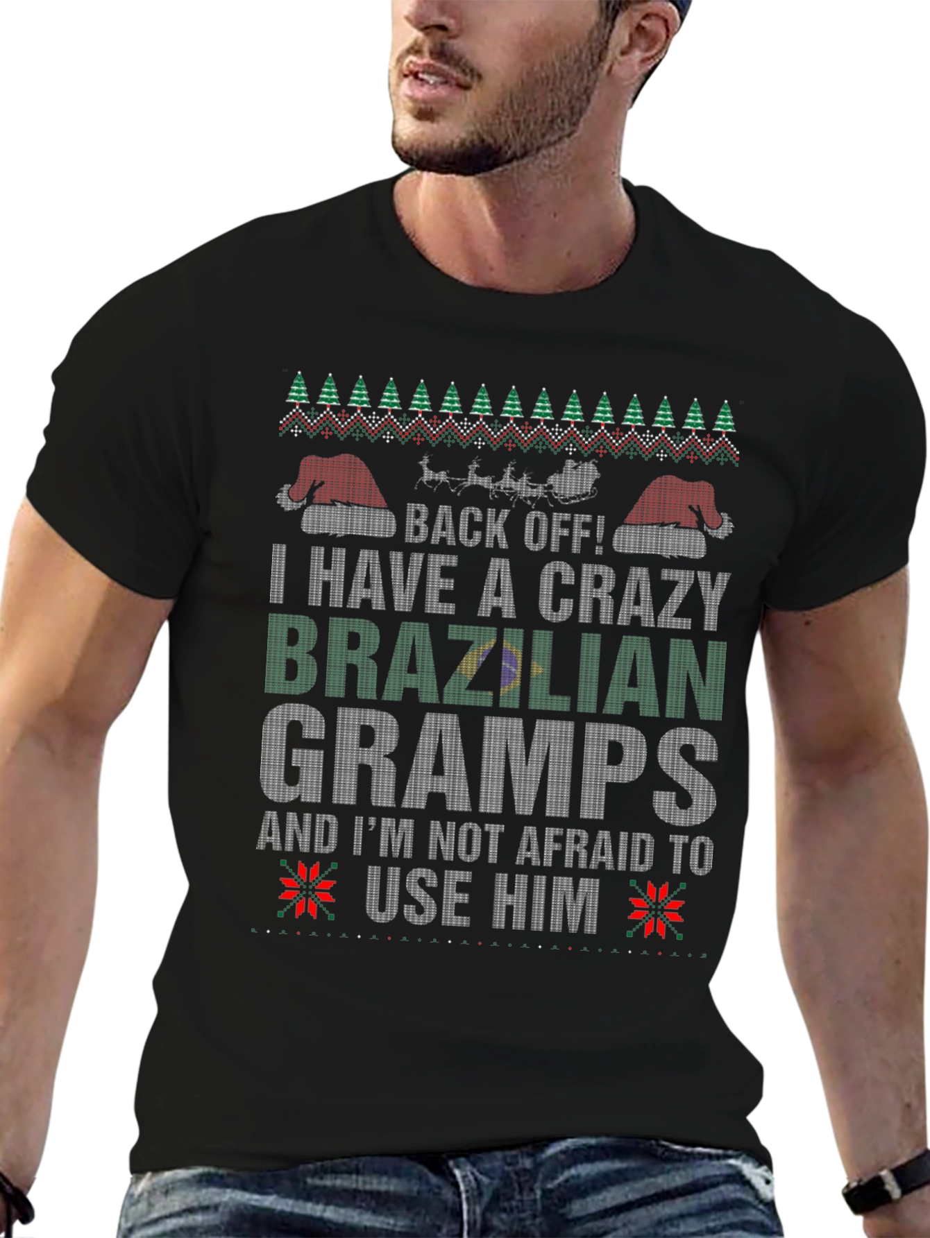 Crazy Brazilian Gramps Christmas T-Shirt