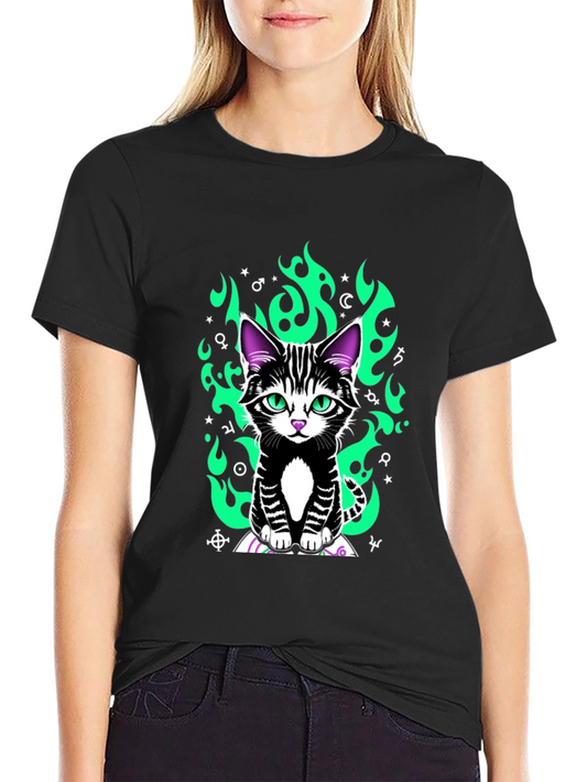 Mystic Cat Graphic Tee - Unisex Black T-Shirt