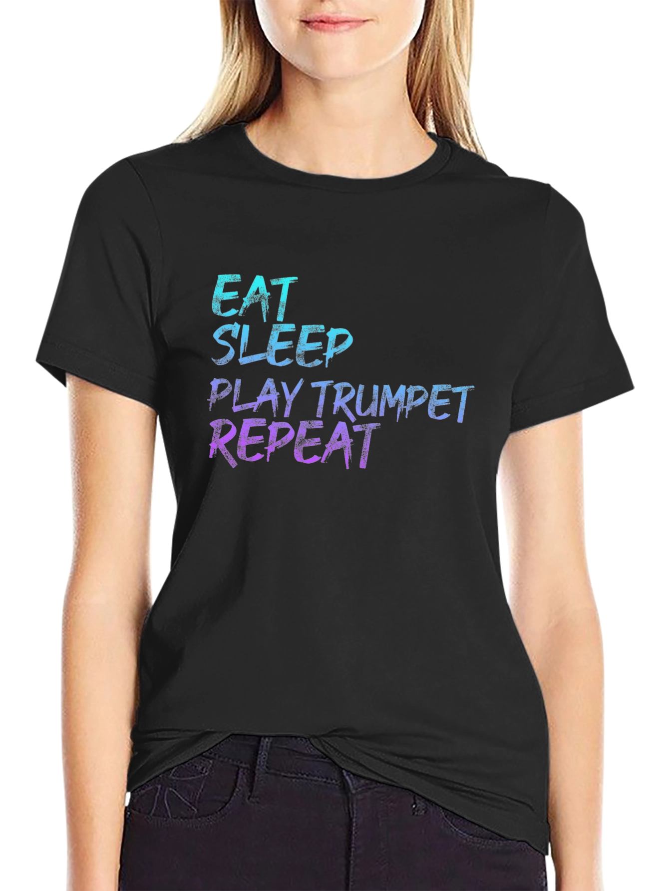 Eat Sleep Play Trumpet Repeat Black T-Shirt