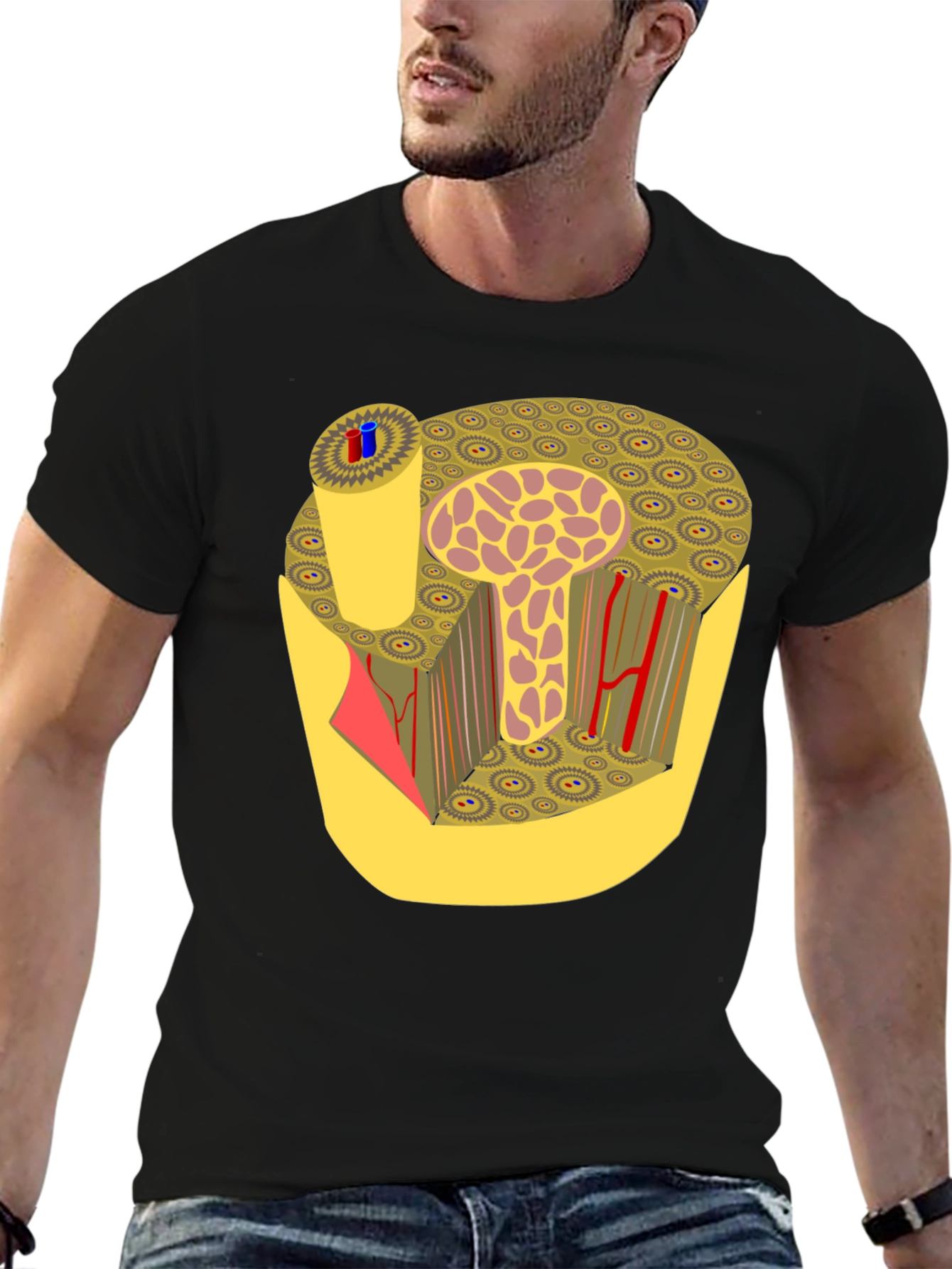 Anatomy Bone Structure Graphic Print Black T-Shirt