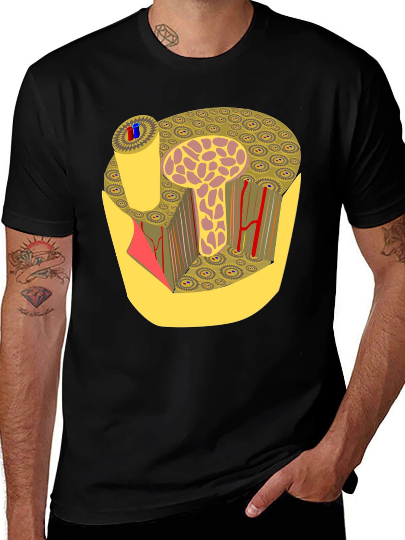 Anatomy Bone Structure Graphic Print Black T-Shirt
