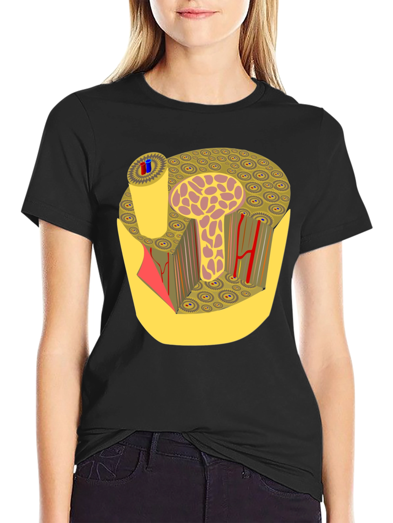 Anatomy Bone Structure Graphic Print Black T-Shirt