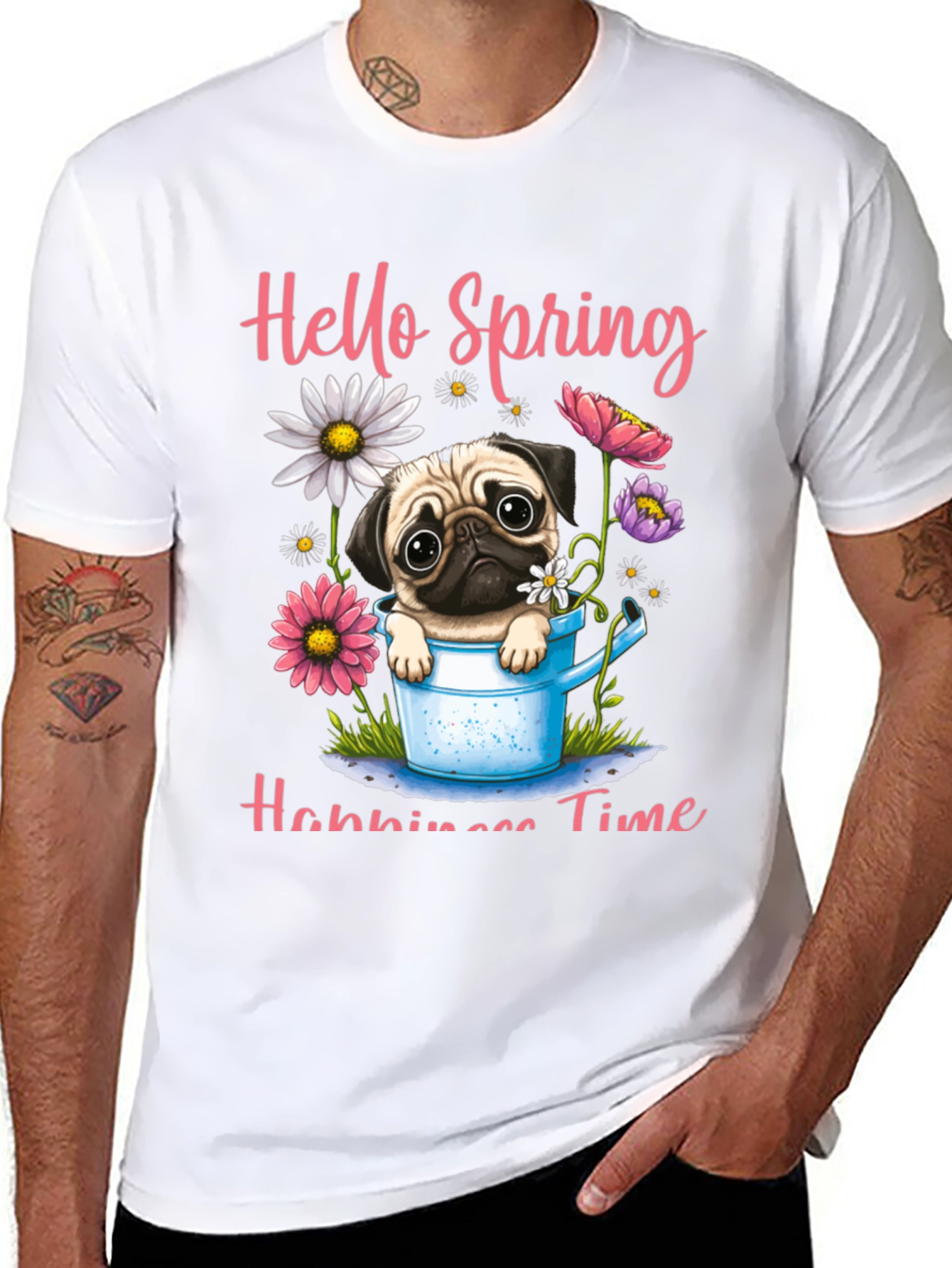 Hello Spring Pug T-Shirt