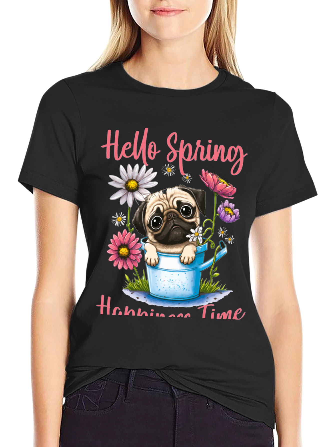 Hello Spring Pug T-Shirt