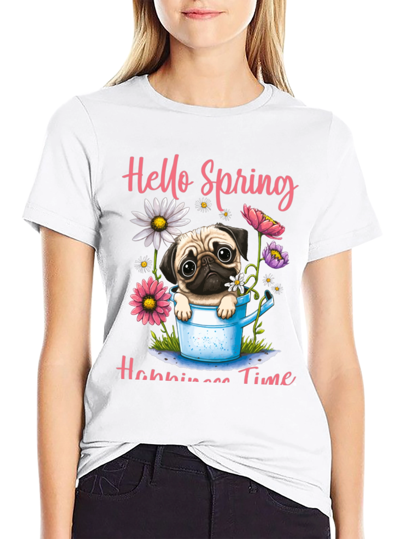 Hello Spring Pug T-Shirt