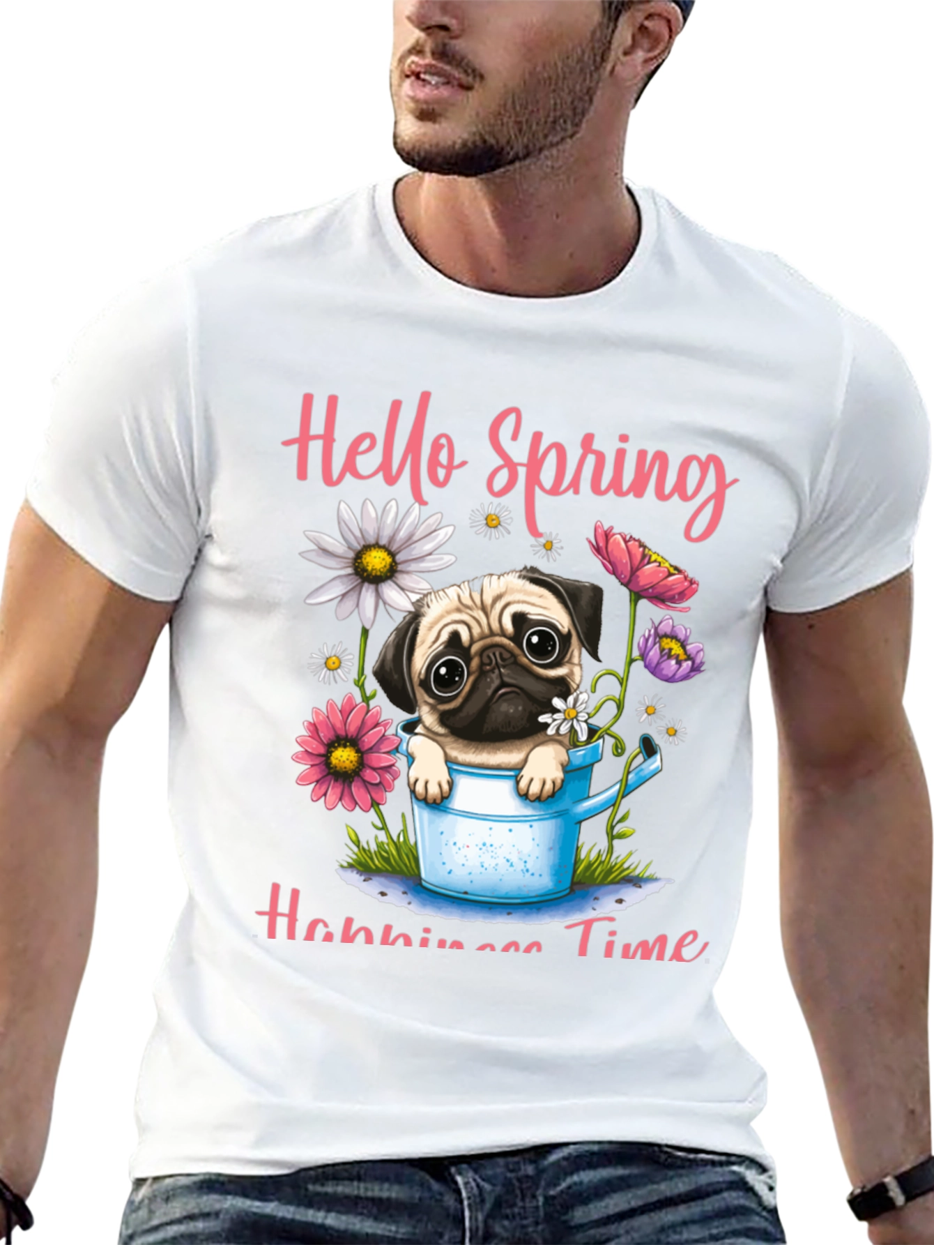 Hello Spring Pug T-Shirt
