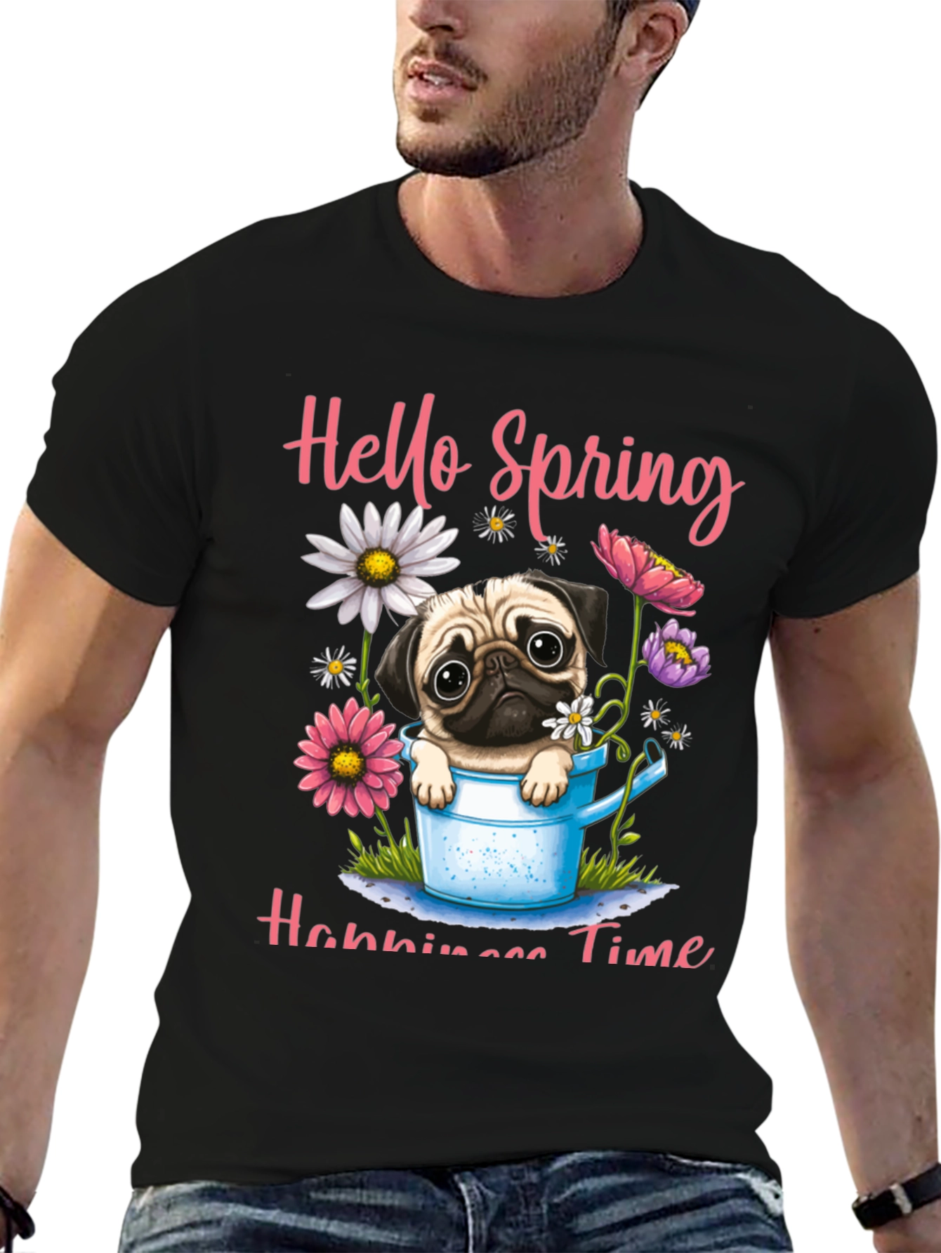 Hello Spring Pug T-Shirt