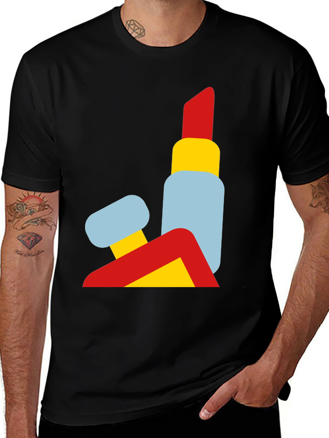 Abstract Lipstick Graphic Tee - Modern Art T-Shirt