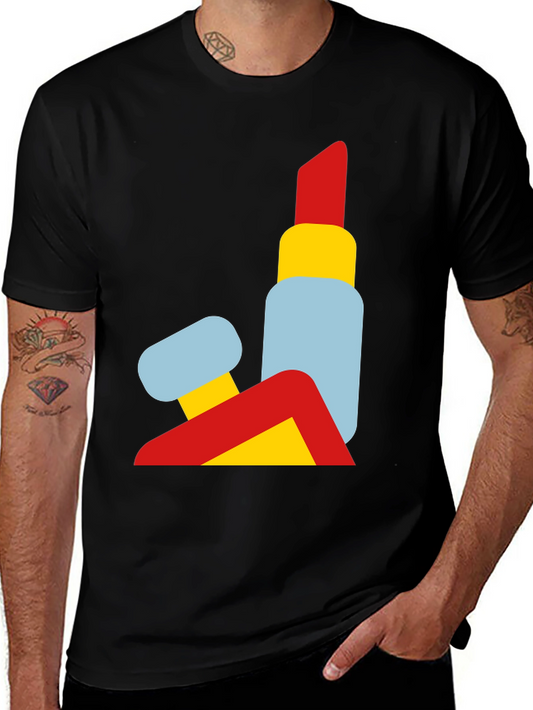 Abstract Lipstick Graphic Tee - Modern Art T-Shirt
