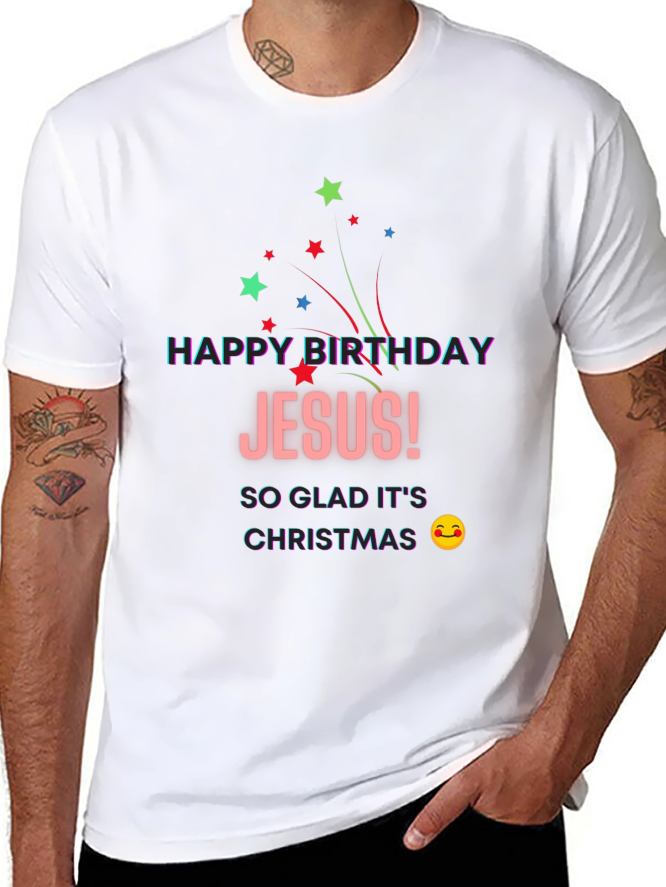 Happy Birthday Jesus T-Shirt Christmas Celebration Holiday Tee