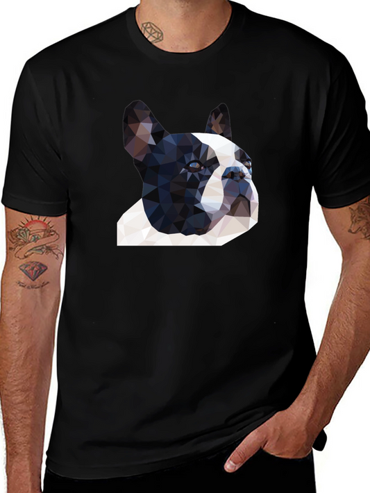Geometric Dog Graphic Tee - Modern Minimalist Style