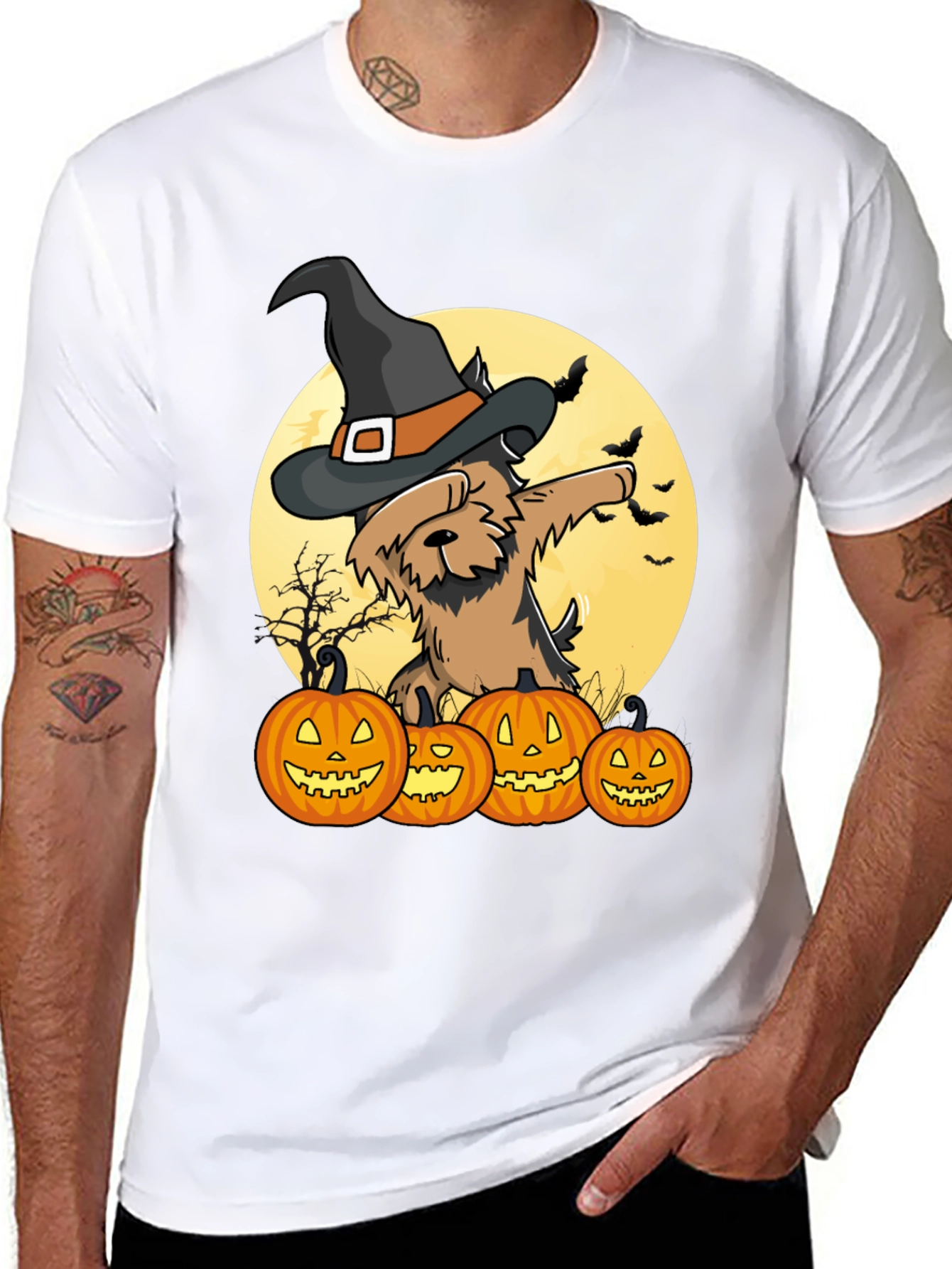 Halloween Witch Dog T-Shirt - Jack-o-lanterns