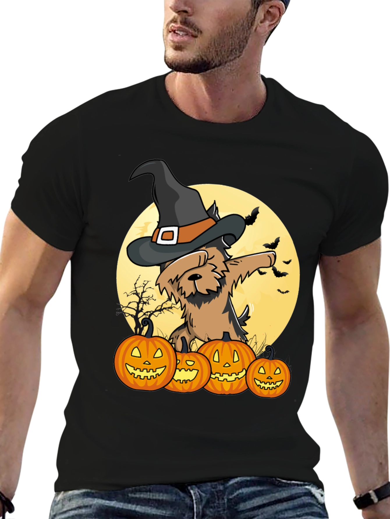 Halloween Witch Dog T-Shirt - Jack-o-lanterns