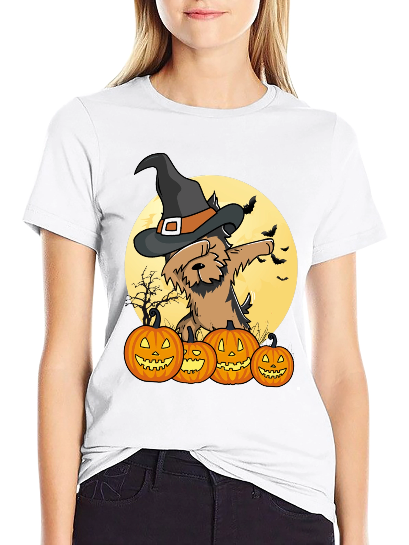 Halloween Witch Dog T-Shirt - Jack-o-lanterns