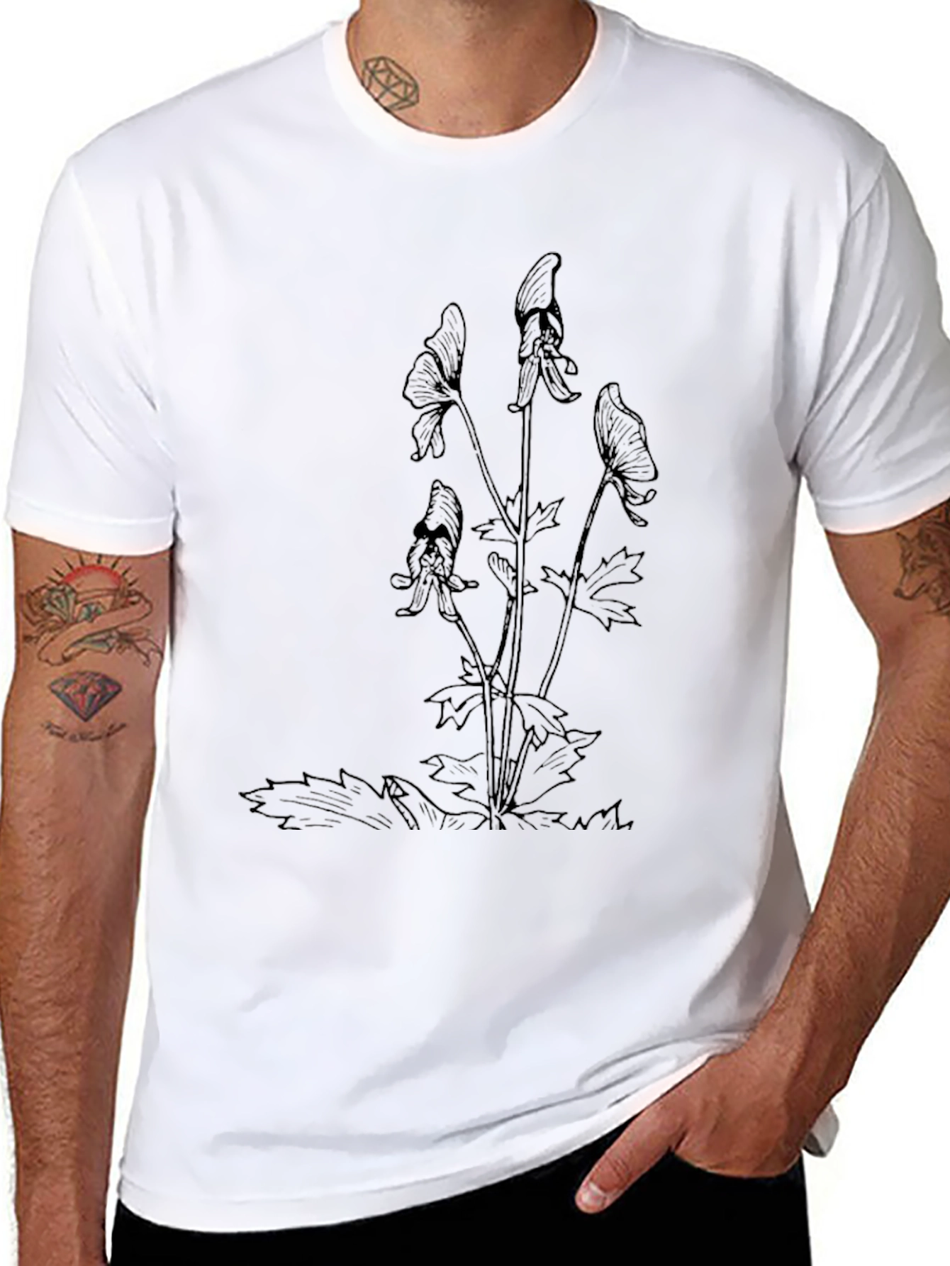 Botanical Sketch Black T-Shirt