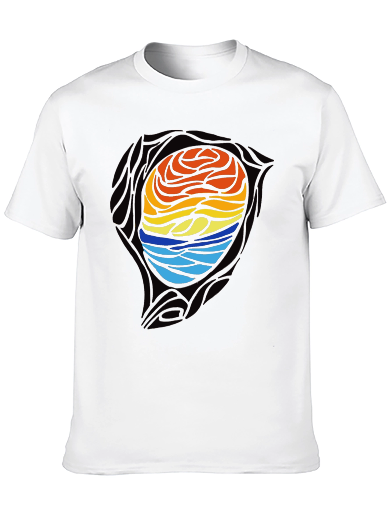 Sunset Waves Graphic Tee - Artistic Black T-Shirt