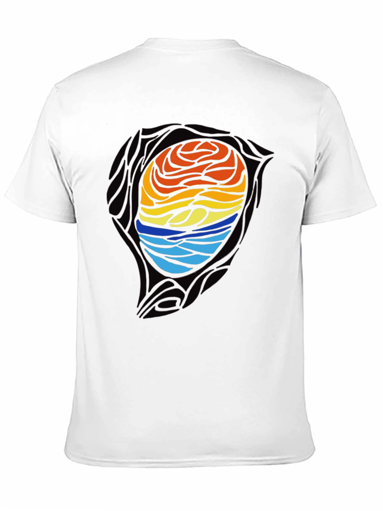 Sunset Waves Graphic Tee - Artistic Black T-Shirt