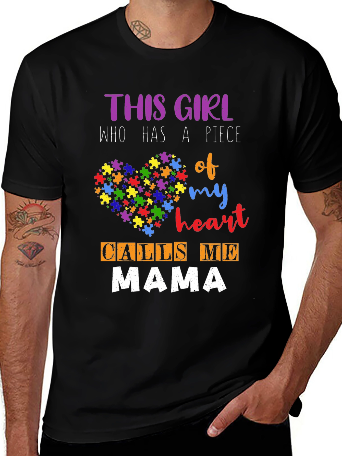 Autism Mama T-Shirt - Heart Puzzle Piece
