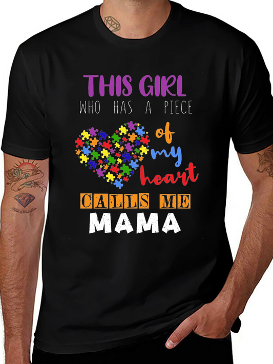 Autism Mama T-Shirt - Heart Puzzle Piece