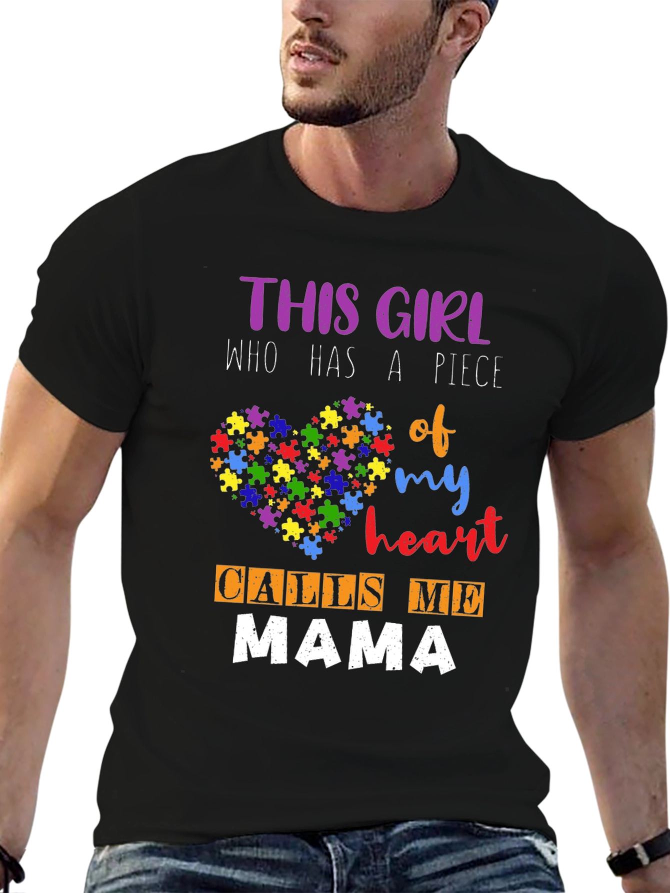 Autism Mama T-Shirt - Heart Puzzle Piece