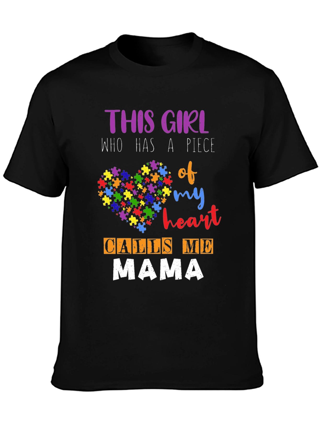 Autism Mama T-Shirt - Heart Puzzle Piece