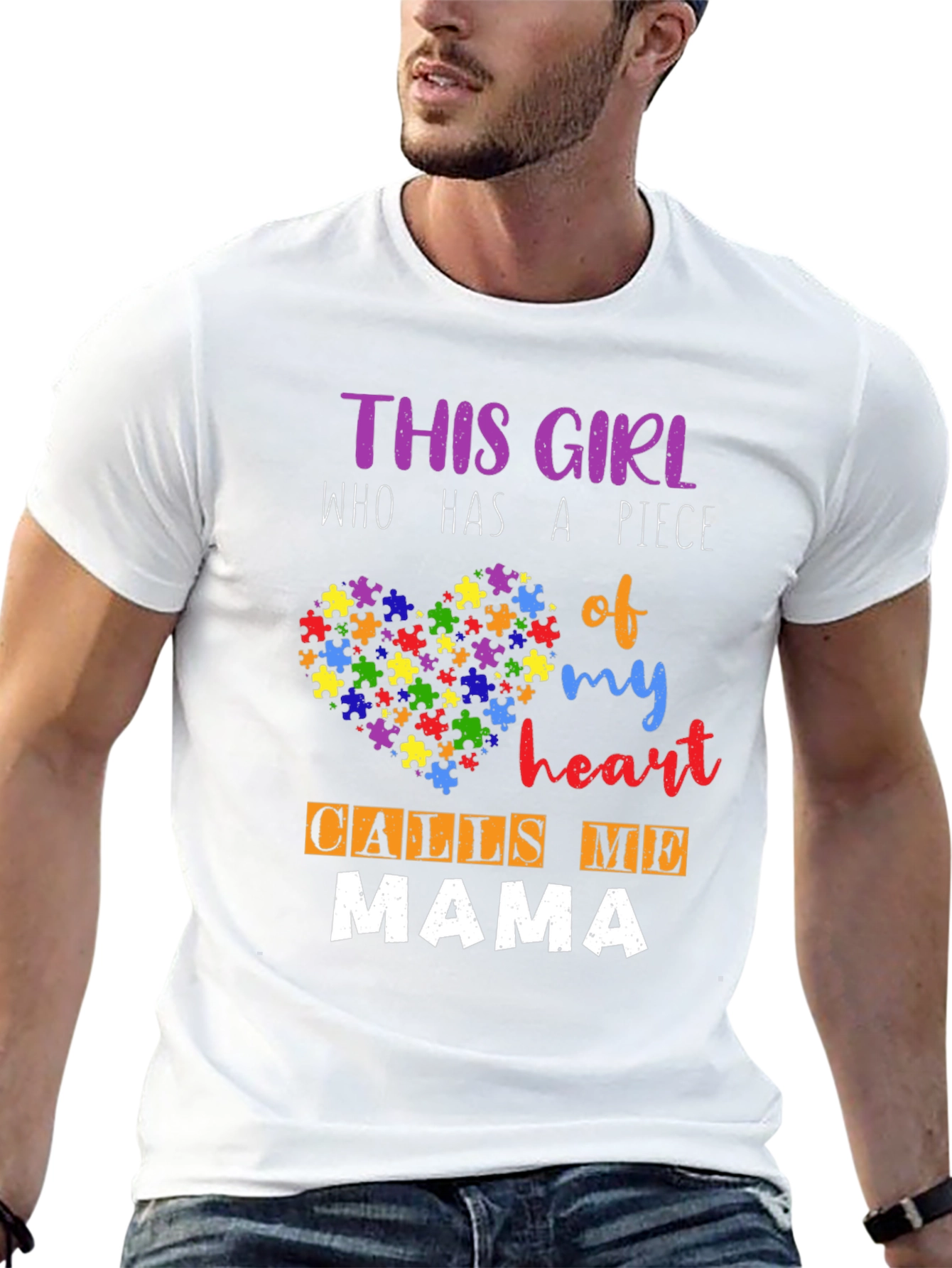 Autism Mama T-Shirt - Heart Puzzle Piece