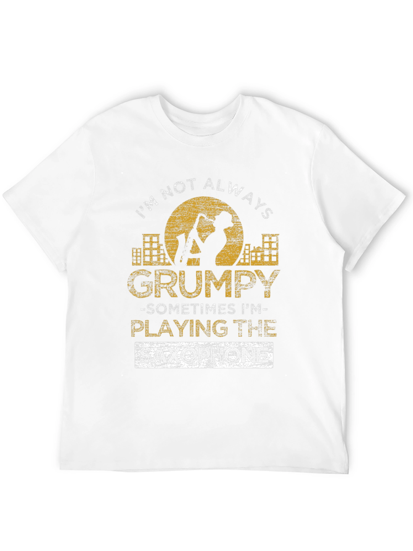 Grumpy Saxophone Player Black Graphic T-Shirt