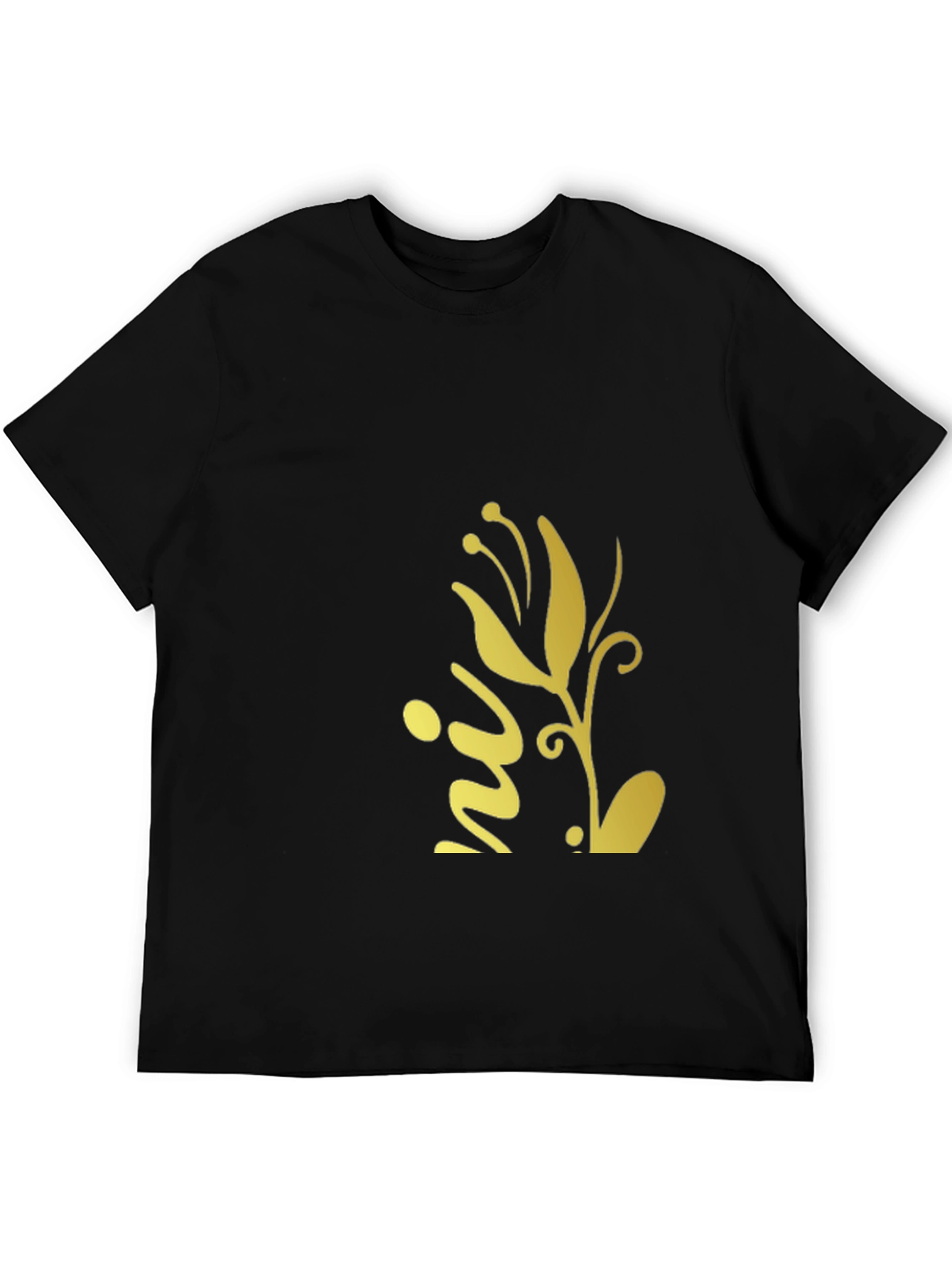 Black T-Shirt with Floral Design