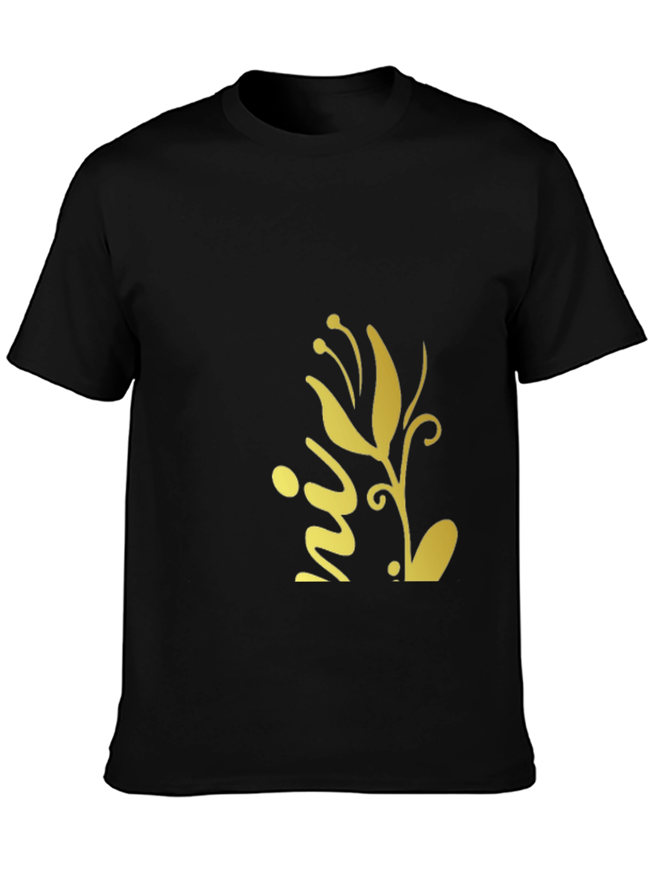 Black T-Shirt with Floral Design