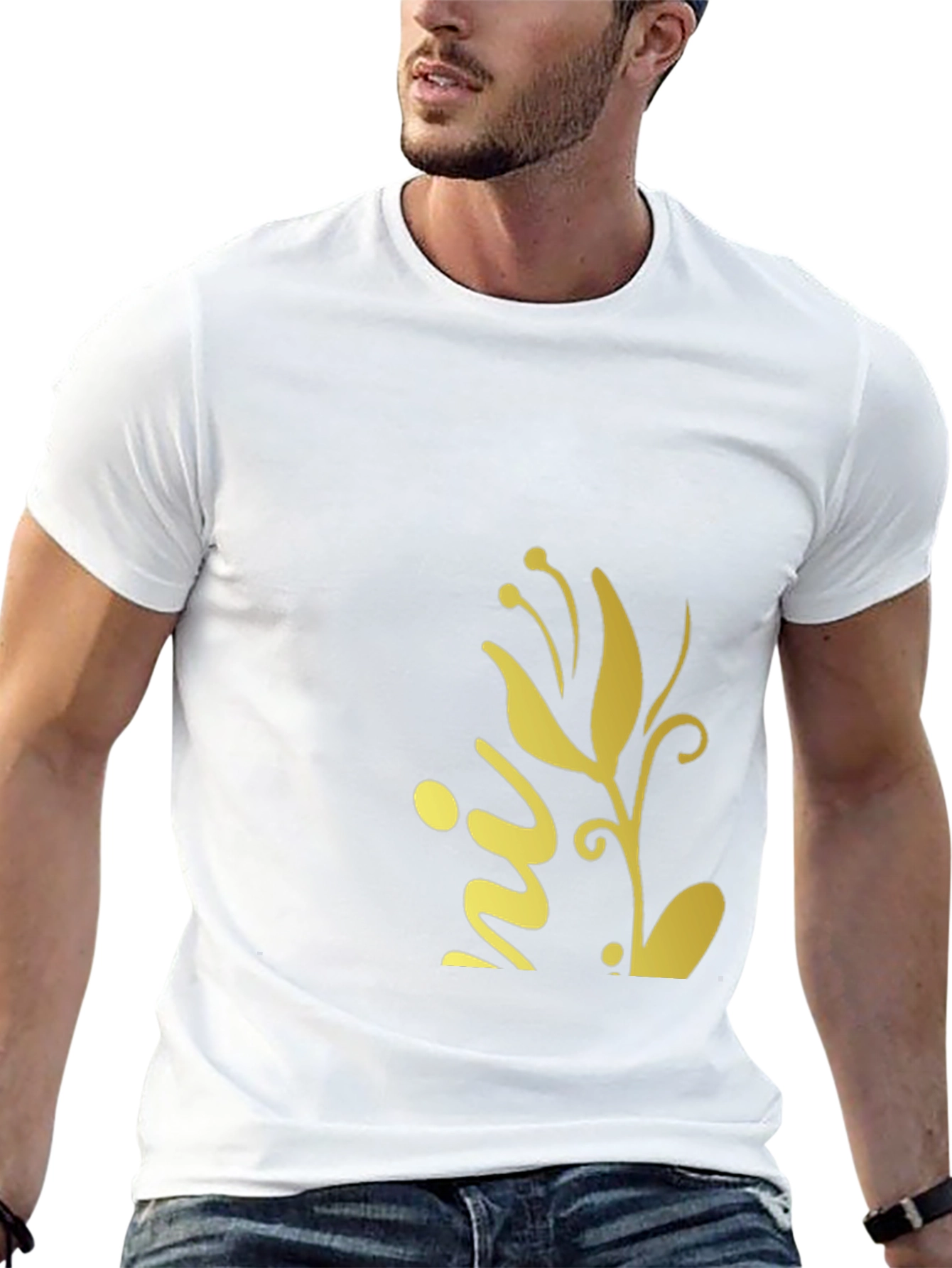 Black T-Shirt with Floral Design