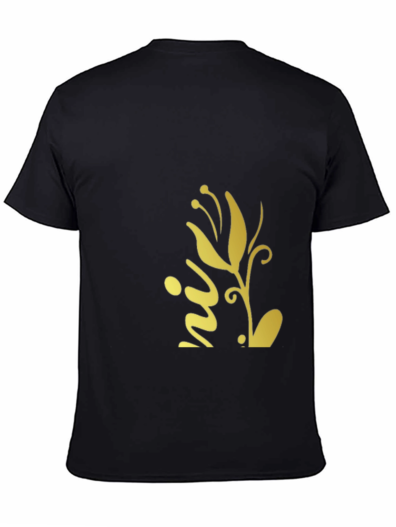 Black T-Shirt with Floral Design